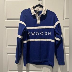 Nike Rugby Style Collared Long Sleeve Shirt Royal Blue Men’s Size Medium Cotton
